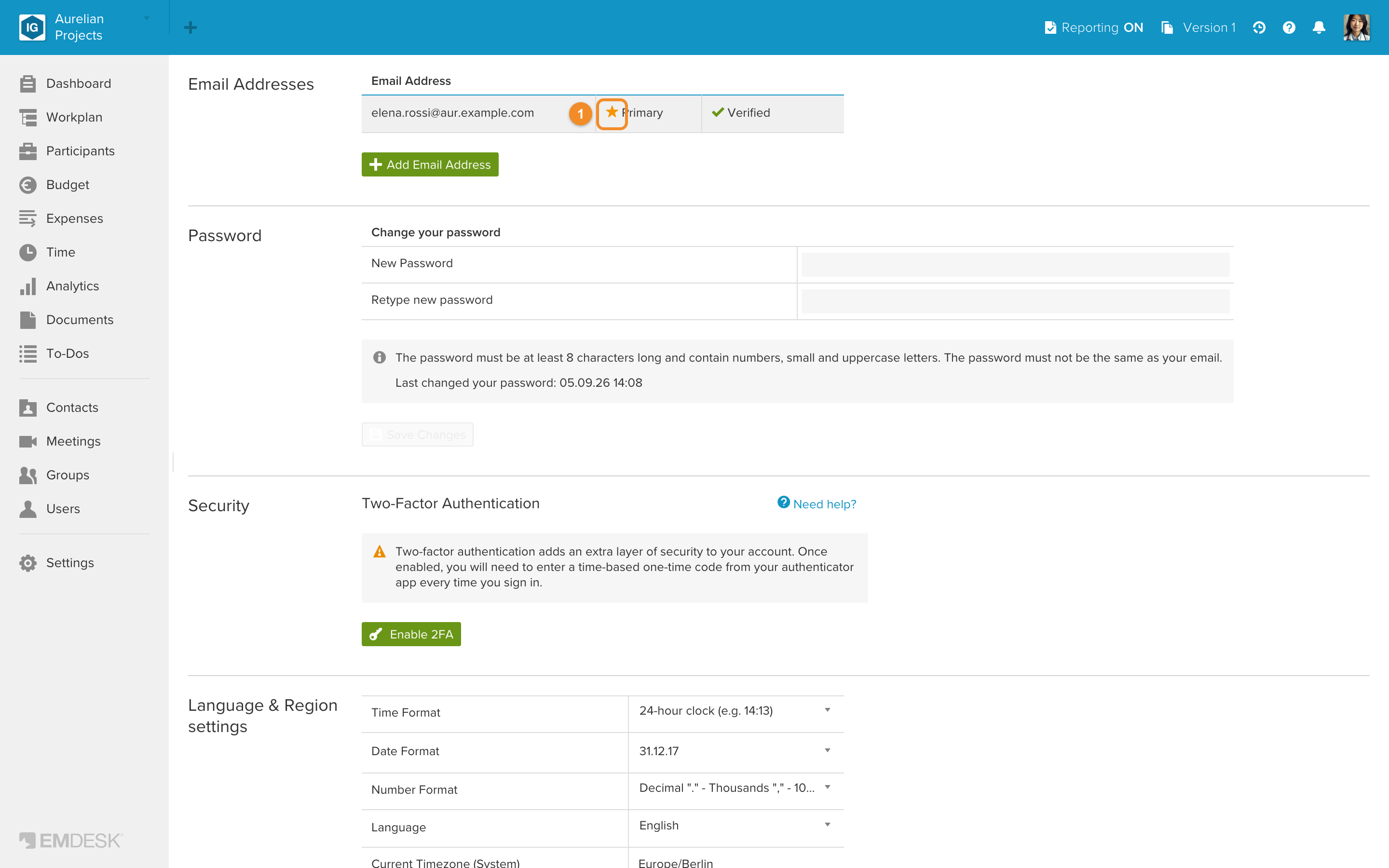 Manage email addresses