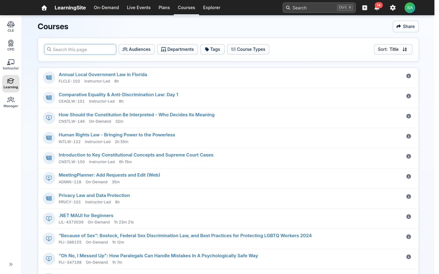 Courses, refreshed design