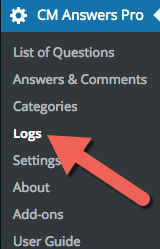 Navigation to the Logs dashboard - Discussion Forum Plugin for WordPress