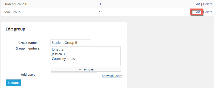 Editing the user group - WordPress Plugin for Customer Portal