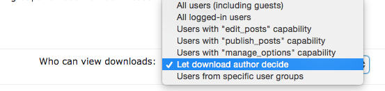 Choosing who can view downloads - WordPress Download Area