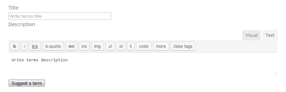 Displaying a form for suggesting terms - Knowledge Base WordPress Plugin