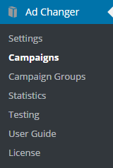 Navigation to the campaigns dashboard - WordPress Ad Management Plugin