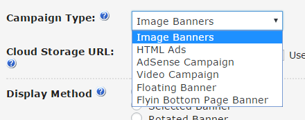Choosing campaign type - WordPress Ad Management Plugin