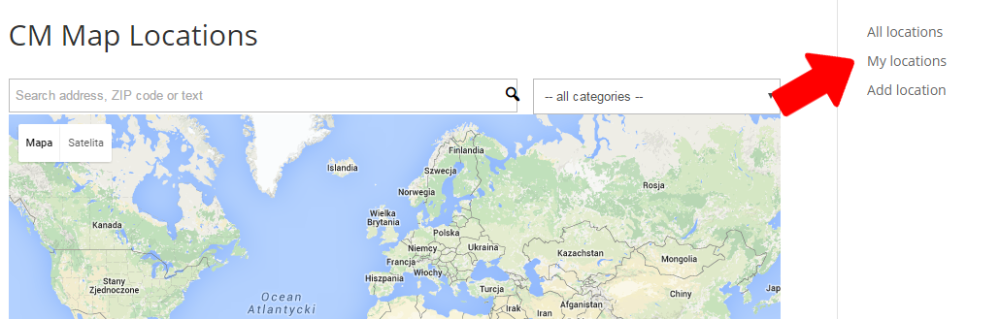 Locations menu widget - Google Maps WordPress Plugin