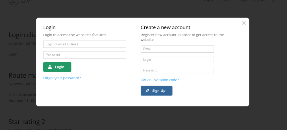 Example of the common form for Login and Registration - WordPress Plugin User Registration