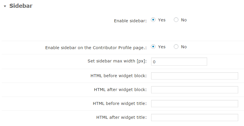 Sidebar settings - WordPress Discussion Forum