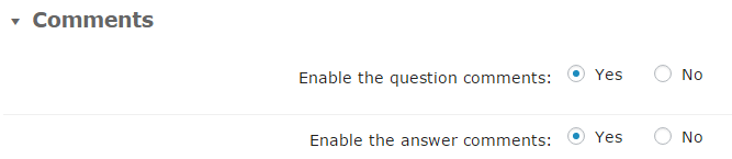 Comments settings - WordPress Forum Plugin