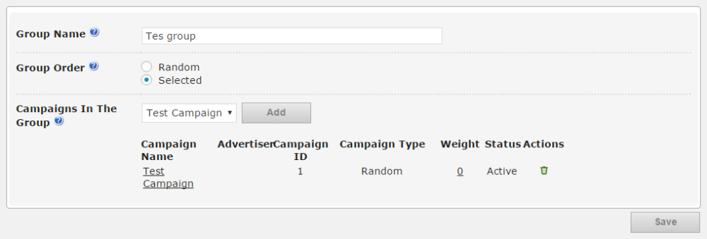 Campaign group settings - WordPress Advertising Plugin