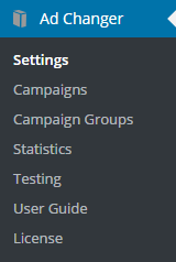 Navigation to the plugin settings - WordPress Ad Management