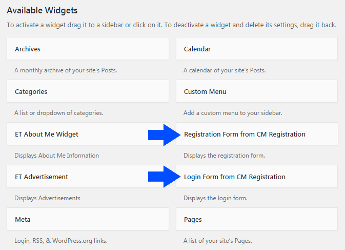 Adding Login and Registration widgets - WordPress Plugin User Registration