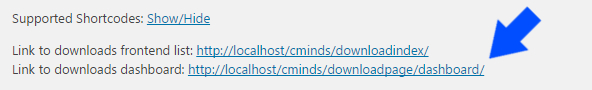 Link to the Downloads Dashboard - File Manager WordPress