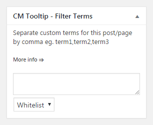 Metabox for filtering terms - WordPress Internal Linking Plugin