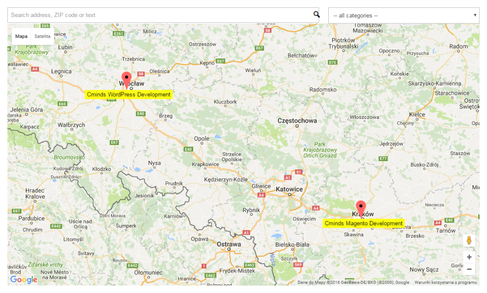 Map with business listings - Google Maps WordPress Plugin