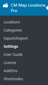 Plugin settings - Maps Plugin