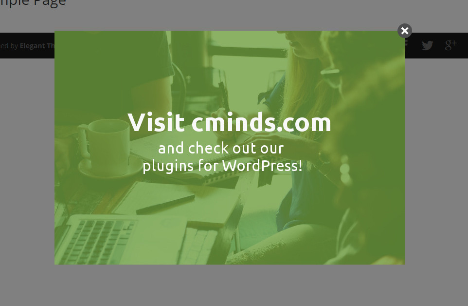 Example of a popup with an image - WordPress Plugin Popup