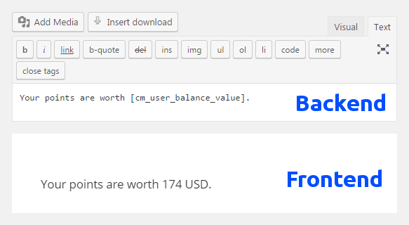 Displaying the wallet balance value - WordPress MicroPayments