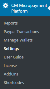 Navigation to the plugin settings - WordPress Wallet Plugin