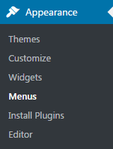 Navigation to the Menus dashboard