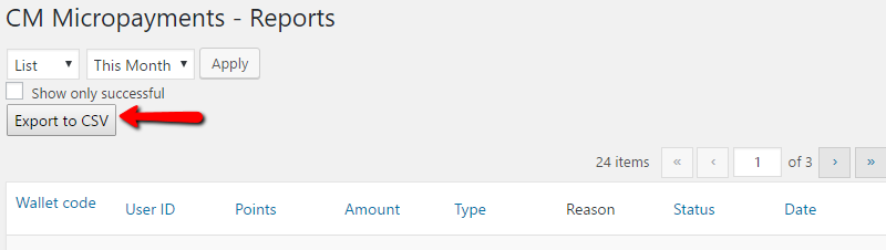 Exporting reports to CSV - Points and Rewards Plugin
