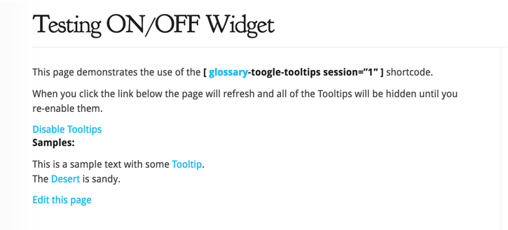 Disable tooltips widget - Tooltip WordPress Plugin