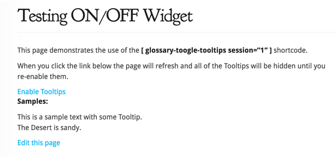 Enable tooltips widget - Wiki Plugin for WordPress