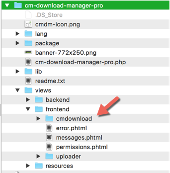 Plugin folder with front-end files - WP File Download Plugin