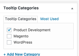 Assigning terms to categories - Tooltip WordPress Plugin