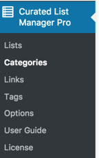 Navigation to the categories dashboard - WordPress Content Curation Plugin