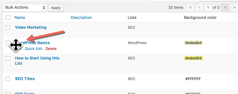 Dragging the category - WordPress Knowledge Base Plugin