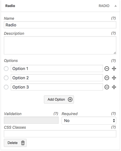 Settings of the radio box - WordPress Scheduling Plugin