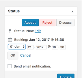 Changing the date - Booking Plugin WordPress