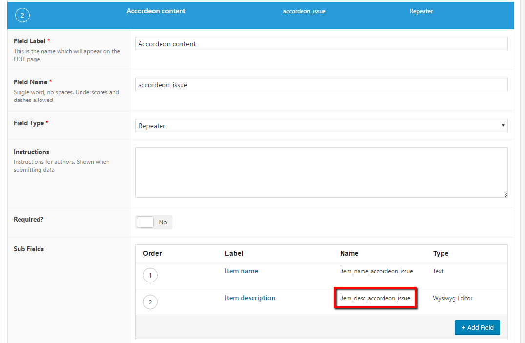 Obtaining field name