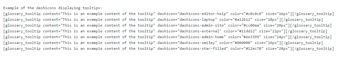 Displaying multiple dashicons with tooltips - Knowledge Base WordPress Plugin