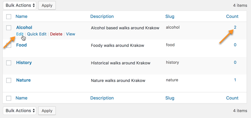 Editing categories - Route Display Plugin