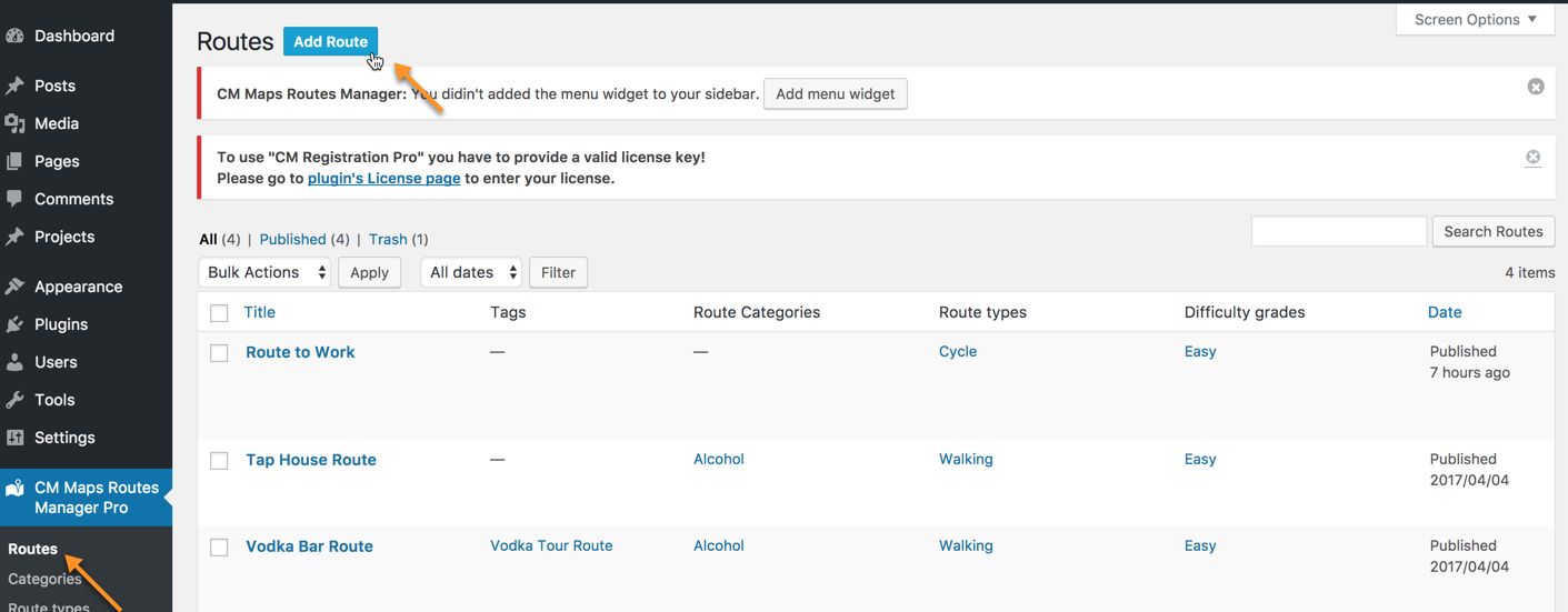 Adding new route - WordPress Plugin Show Route