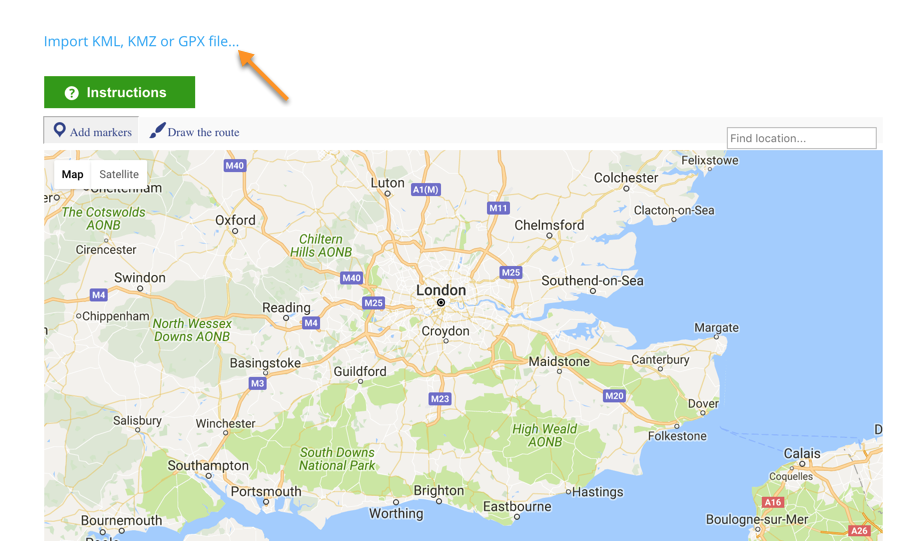 Importing route from KML, KMZ or GPX file - WordPress + Map Show Route Between Markers