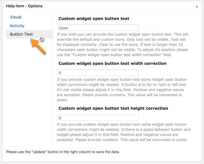 Button Text settings - WordPress OnBoarding Plugin