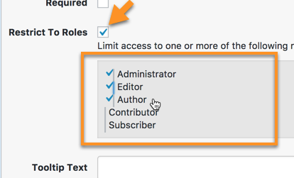 Restricting fields to specific user roles - WordPress Custom Login Form