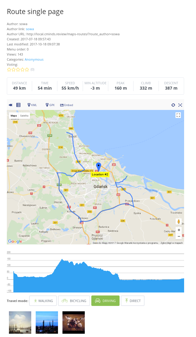 Example of the using a custom template - Route Display Plugin