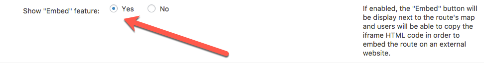 Enabling the 'Embed' feature - Route Display WordPress