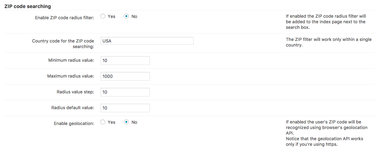 ZIP code searching settings - WordPress + Map Show Route Between Markers