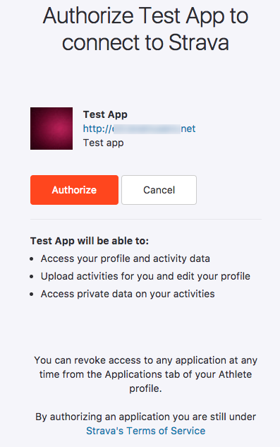 Strava authorization
