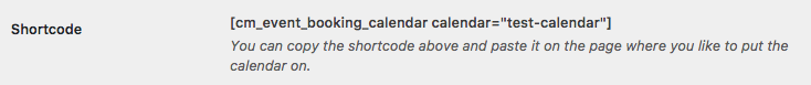 Calendar shortcode - Event Booking Calendar WordPress Plugin