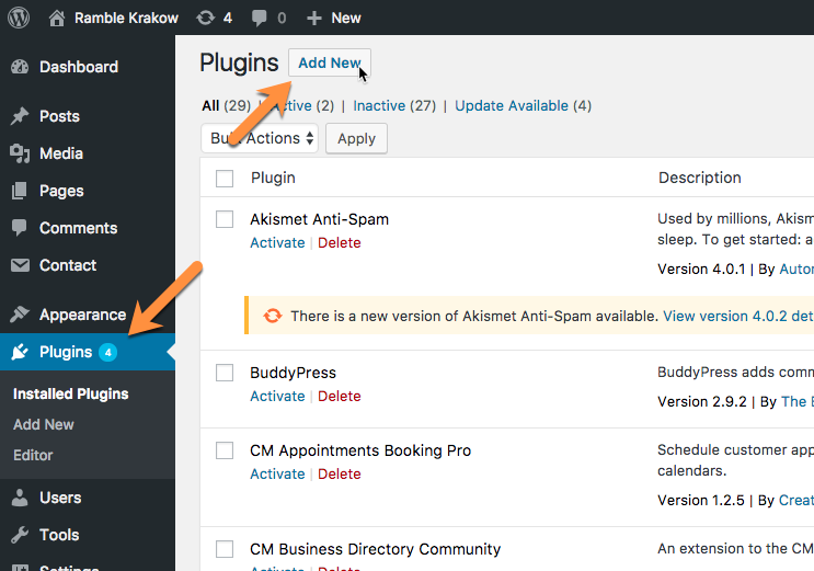 Adding new plugin - Table of Contents WordPress