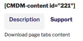 Displaying download page tabs content - WordPress Document Management