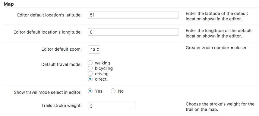 Map settings - WordPress Plugins For Travel Blogs