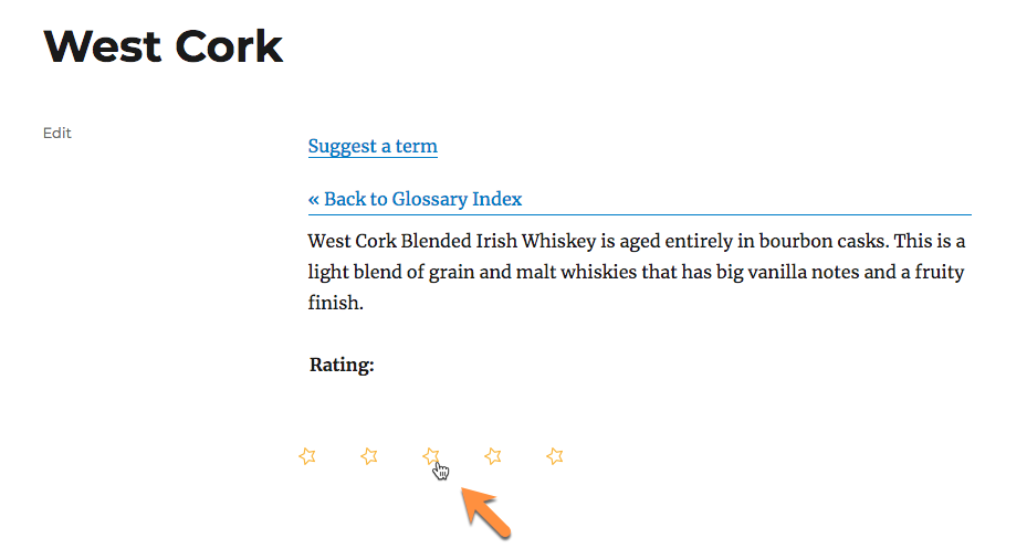 Star rating for terms - WordPress Glossary Plugin