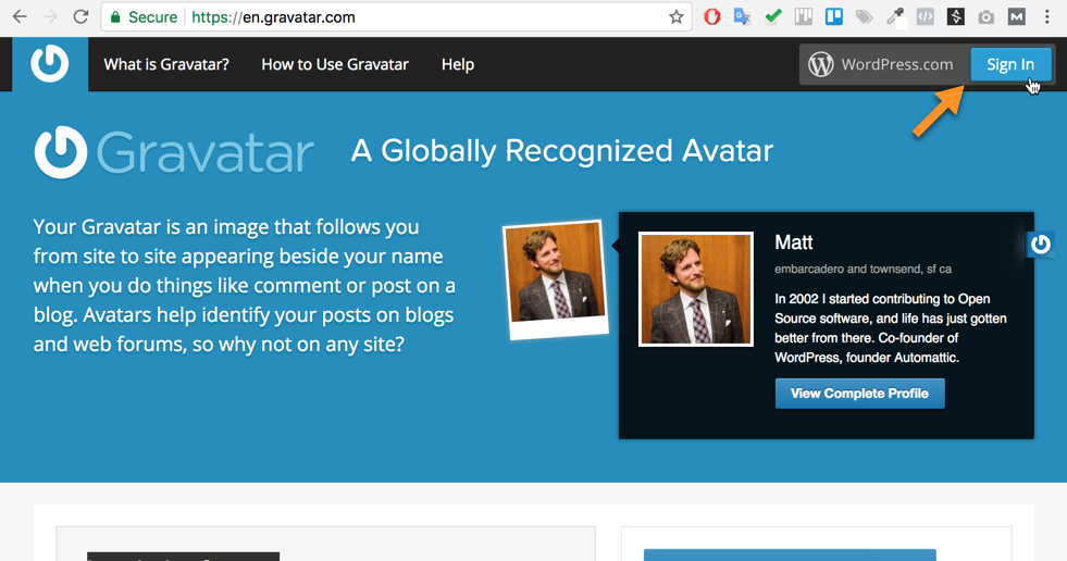 Signing in to the Gravatar site - WordPress Q and A Plugin