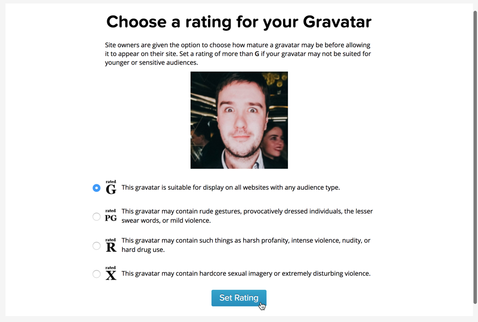 Setting a maturity rating for the Gravatar - WordPress Questions and Answers